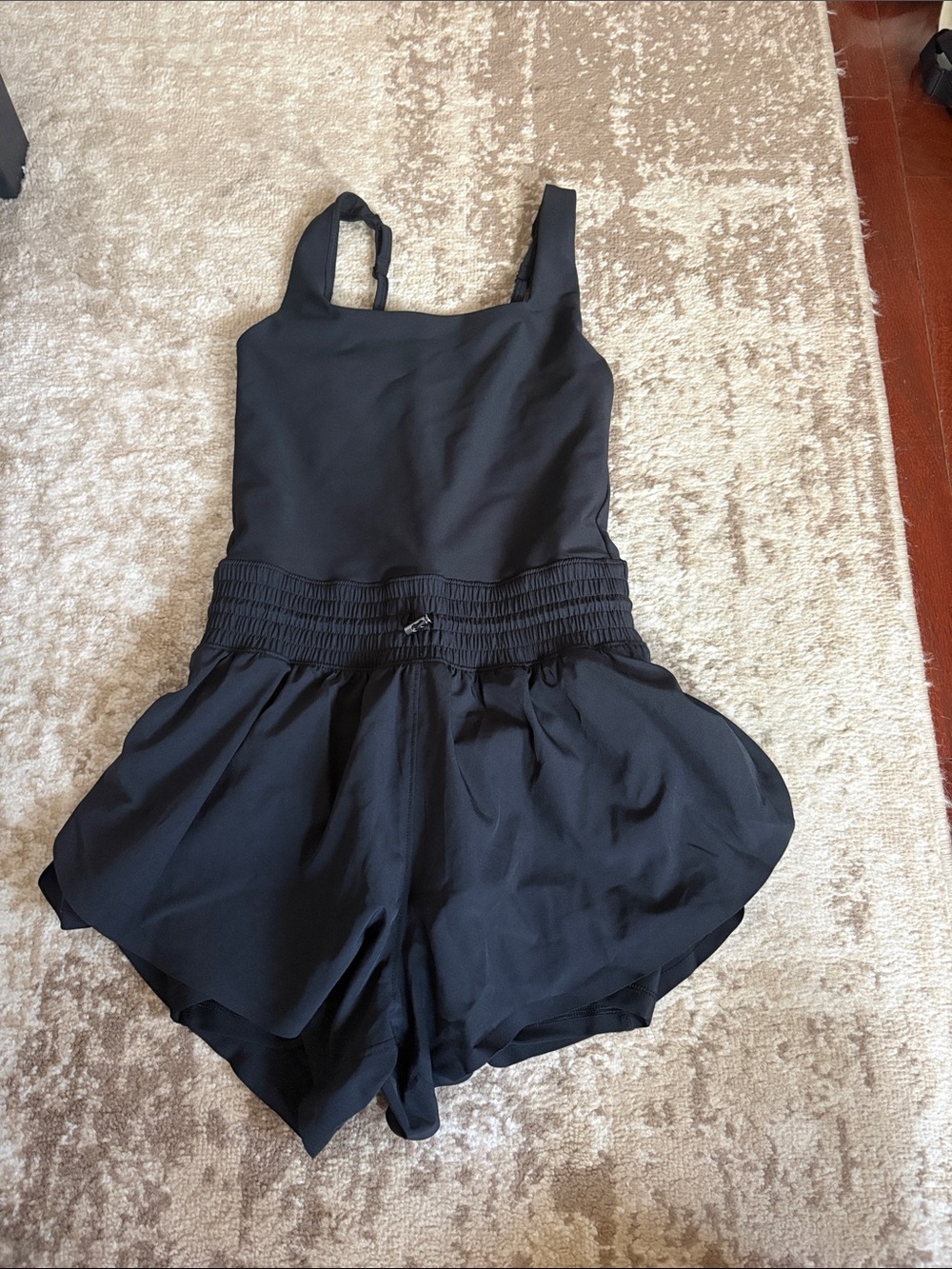 Abercrombie YPB Black Smocked Waist activewear romper